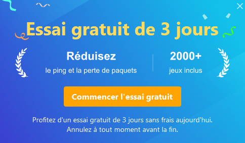 GearUP : essai gratuit de 3 jours, annulable à tout moment avant la fin